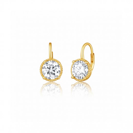 Kolczyki srebrne pozłacane 925 z dużymi cyrkoniami w ozdobnej oprawie