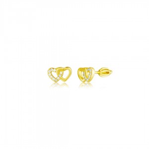 Kolczyki srebrne pozłacane 925 zakręcane - dwa serduszka