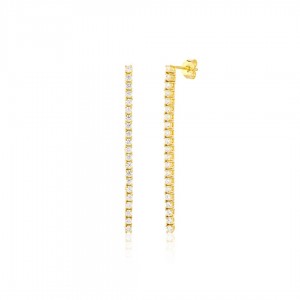 Kolczyki srebrne pozłacane - długie wiszące cyrkonie