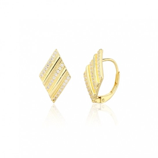 Kolczyki srebrne - pozłacane eleganckie romby