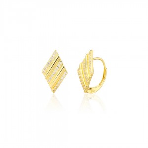 Kolczyki srebrne - pozłacane eleganckie romby