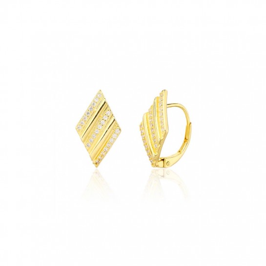 Kolczyki srebrne - pozłacane eleganckie romby