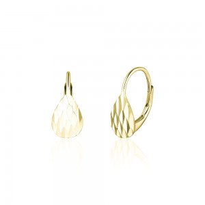 Kolczyki srebrne pozłacane - frezowane łezki