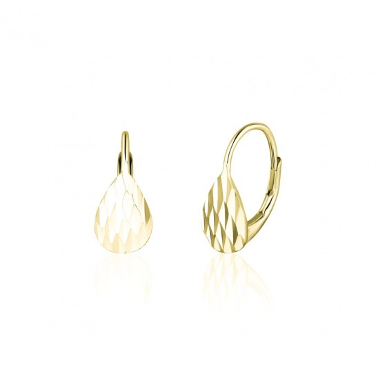 Kolczyki srebrne pozłacane - frezowane łezki