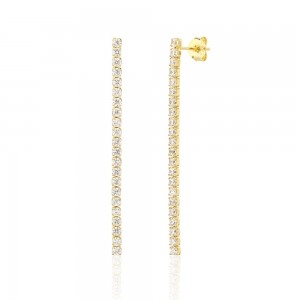 Kolczyki srebrne - pozłacane linki z cyrkoniami 4 cm