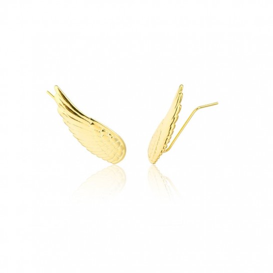 Kolczyki srebrne pozłacane na biglu otwartym - skrzydła