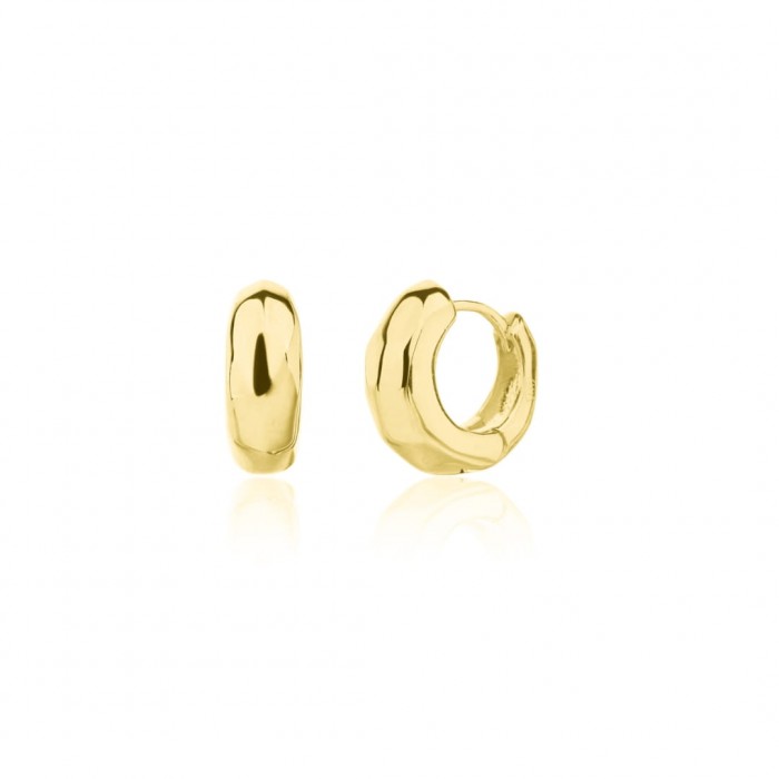 Kolczyki srebrne pozłacane - nieregularnie wyoblone koła 14 mm