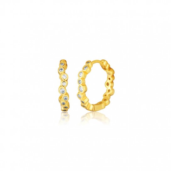 Kolczyki srebrne pozłacane - okrągłe 19 mm z cyrkoniami