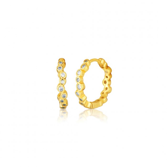 Kolczyki srebrne pozłacane - okrągłe 19 mm z cyrkoniami