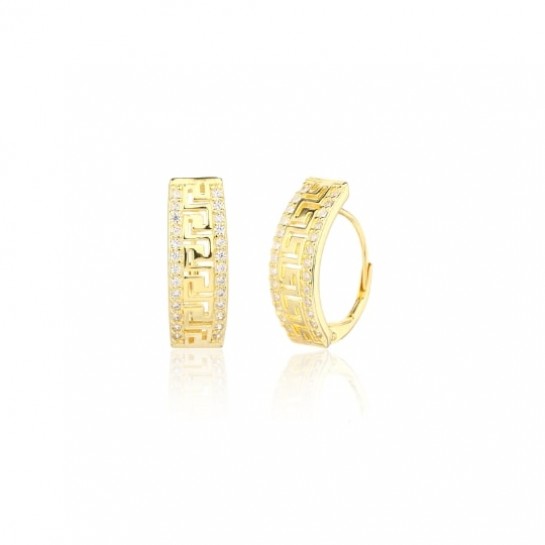 Kolczyki srebrne pozłacane - podłużne z greckim wzorem