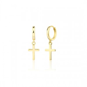 Kolczyki srebrne - pozłacane ruchome krzyżyki