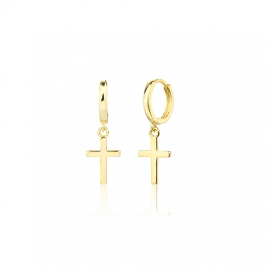 Kolczyki srebrne - pozłacane ruchome krzyżyki