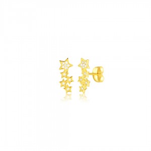 Kolczyki srebrne pozłacane sztyfty - gwiazdki z cyrkoniami