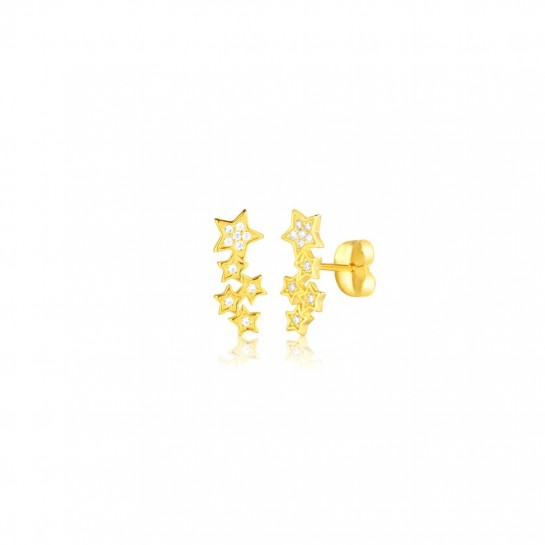 Kolczyki srebrne pozłacane sztyfty - gwiazdki z cyrkoniami