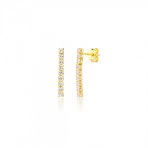 Kolczyki srebrne pozłacane - wiszące cyrkonie