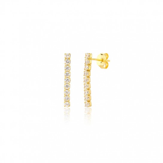Kolczyki srebrne pozłacane - wiszące cyrkonie