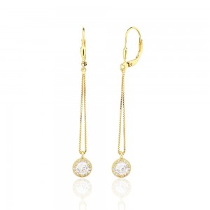 Kolczyki srebrne pozłacane - wiszące zawieszki na łańcuszkach