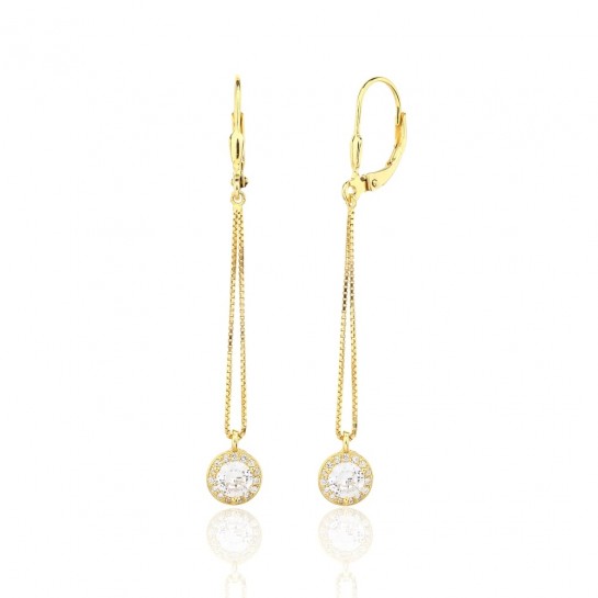 Kolczyki srebrne pozłacane - wiszące zawieszki na łańcuszkach