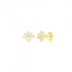 Kolczyki srebrne pozłacane wkrętki - łapki z cyrkoniami