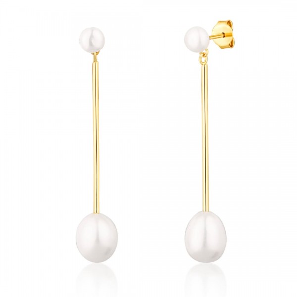 Kolczyki srebrne pozłacane z białymi perłami 