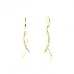 Kolczyki srebrne pozłacane z cyrkoniami - dwie linie