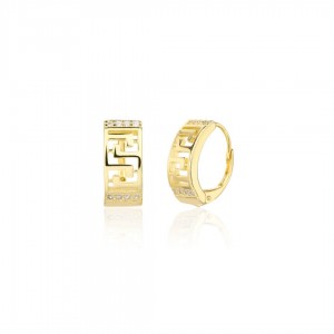 Kolczyki srebrne pozłacane z greckim wzorem 