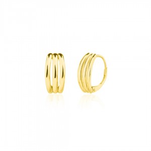 Kolczyki srebrne pozłacane z trzema podłużnymi liniami