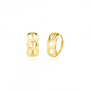 Kolczyki srebrne pozłacane z trzema ogniwami 