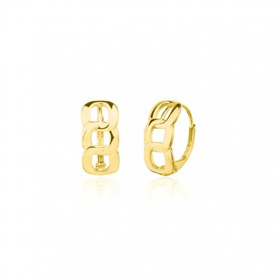 Kolczyki srebrne pozłacane z trzema ogniwami 