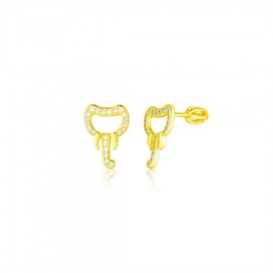 Kolczyki srebrne pozłacane zakręcane - głowa słonia