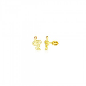 Kolczyki srebrne pozłacane zakręcane z cyrkoniami - wąż