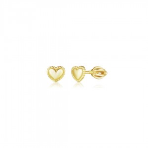 Kolczyki srebrne pozłacane zakręcane - zdobione małe serduszka