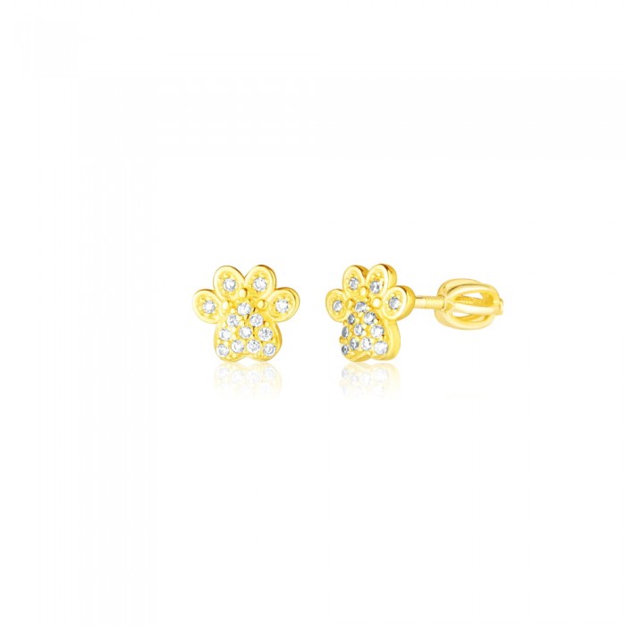 Kolczyki srebrne pozłacane zakrętki - łapki zdobione cyrkoniami