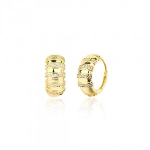 Kolczyki srebrne pozłacane żebrowane