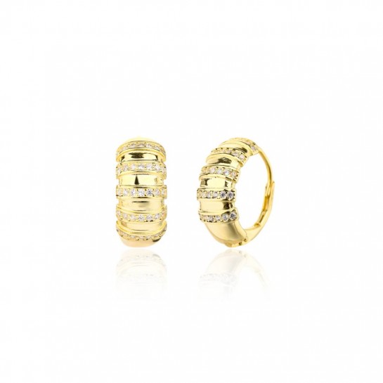 Kolczyki srebrne pozłacane żebrowane