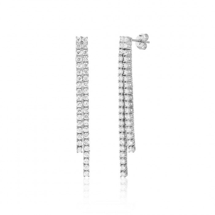 Kolczyki srebrne pr. 925 podwójne linki z cyrkoniami