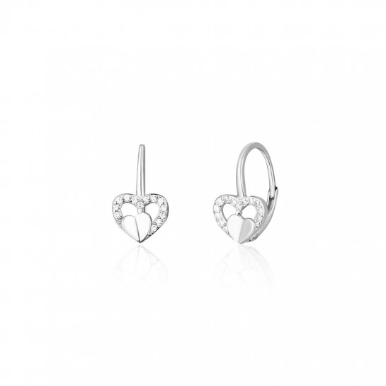 Kolczyki srebrne pr. 925 serduszka z cyrkoniami