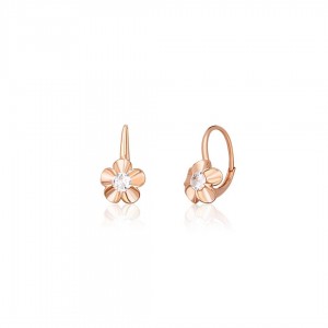 Kolczyki srebrne rose gold w kształcie kwiatów z cyrkoniami