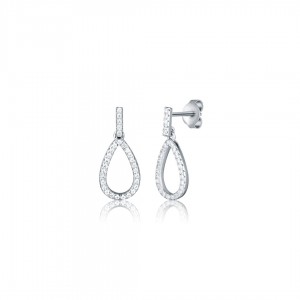 Kolczyki srebrne wkrętki - ruchome łezki z cyrkoniami