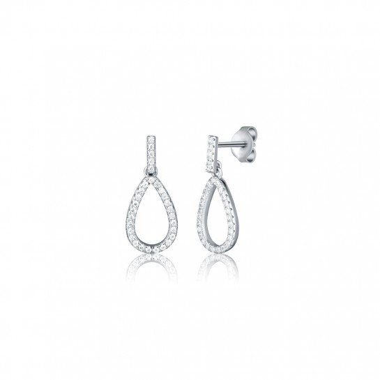 Kolczyki srebrne wkrętki - ruchome łezki z cyrkoniami