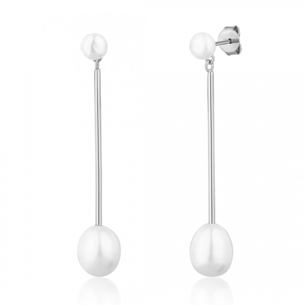 Kolczyki srebrne z białymi perłami
