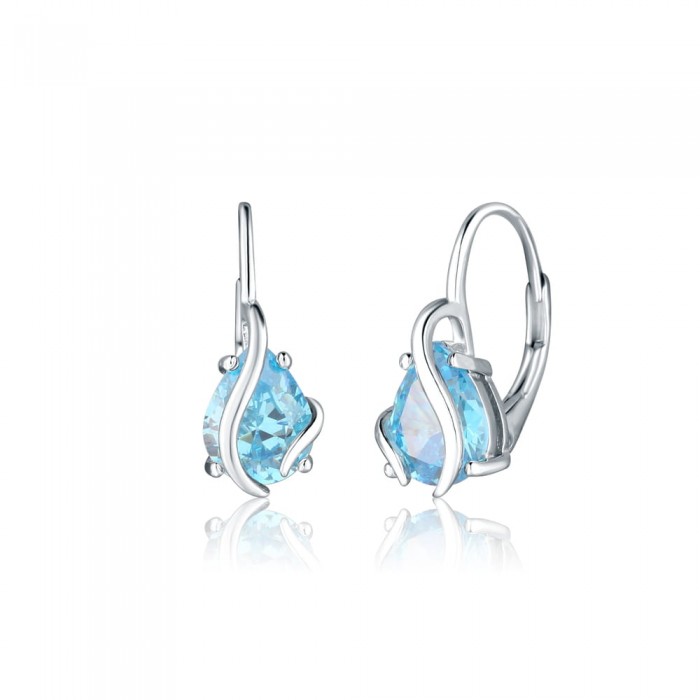 Kolczyki srebrne z błękitnymi cyrkoniami w kształcie kropelek