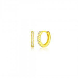 Kolczyki srebrne z cyrkoniami - małe pozłacane koła 13 mm