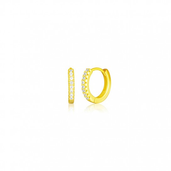 Kolczyki srebrne z cyrkoniami - małe pozłacane koła 13 mm