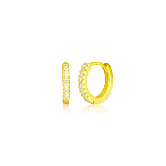 Kolczyki srebrne z cyrkoniami - małe pozłacane koła 13 mm