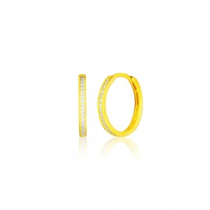 Kolczyki srebrne z cyrkoniami - pozłacane koła 1,5 cm