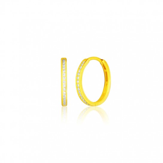 Kolczyki srebrne z cyrkoniami - pozłacane koła 1,5 cm