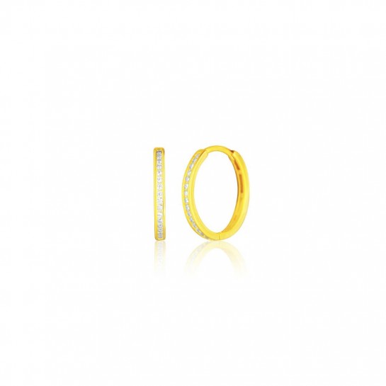 Kolczyki srebrne z cyrkoniami - pozłacane koła 1,5 cm