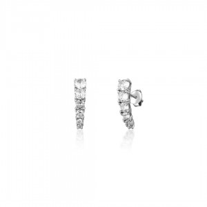 Kolczyki srebrne zagięte z cyrkoniami