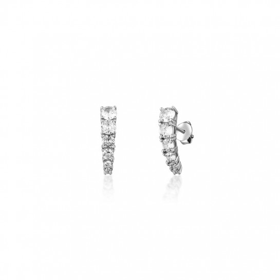 Kolczyki srebrne zagięte z cyrkoniami